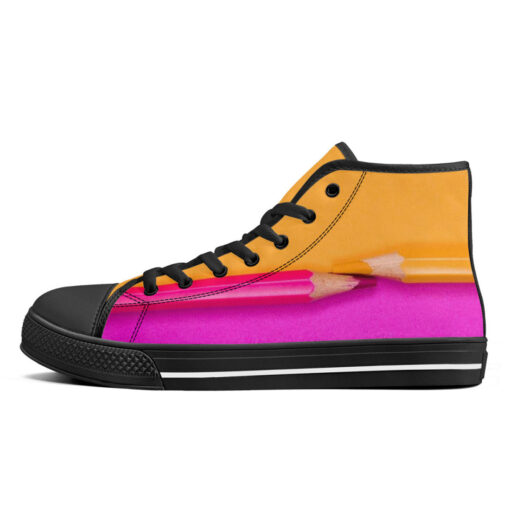 Dual Colors Pencils High-Top Canvas Shoes - Image 4