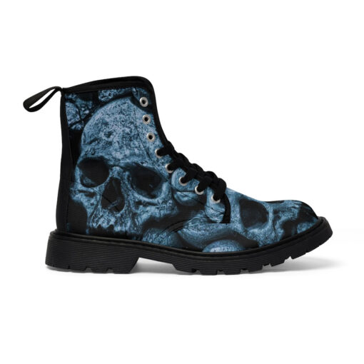 Blue Skulls Art Canvas Boots - Image 3