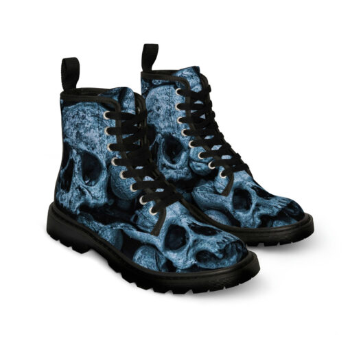 Blue Skulls Art Canvas Boots