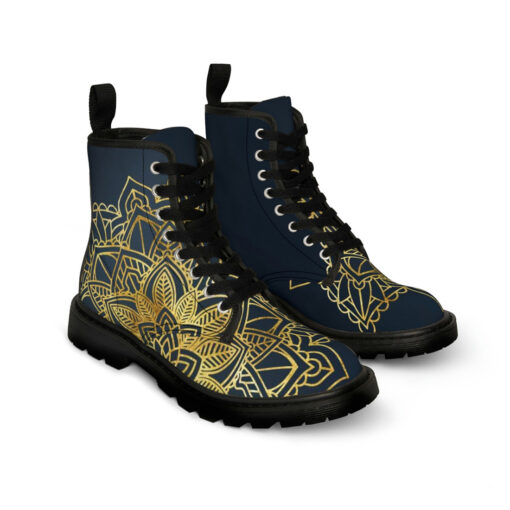 Mandala Floral Ethnic Ornament Canvas Boots