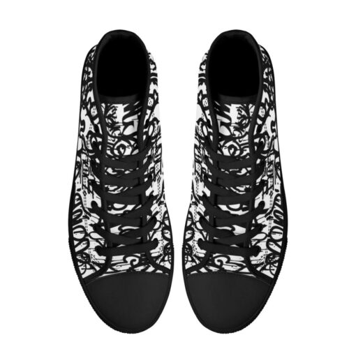 Black and White Graffiti High-Top Canvas Shoes - Image 3