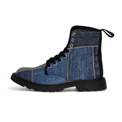 Denim Patchwork Canvas Boots - Image 2