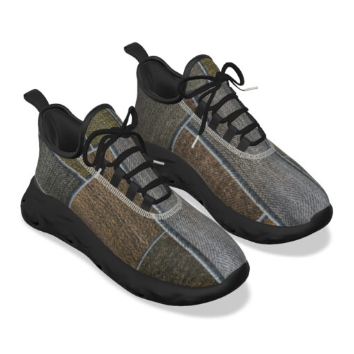 Brown Denim Patchwork Sports Shoes - Image 5