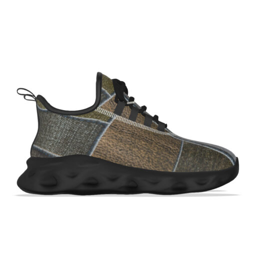 Brown Denim Patchwork Sports Shoes - Image 6