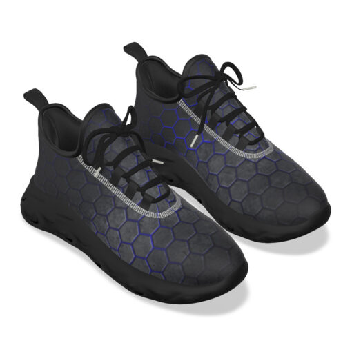 Hexagons Blue Glow Sports Shoes - Image 5