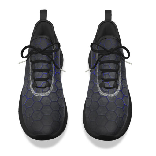 Hexagons Blue Glow Sports Shoes - Image 4