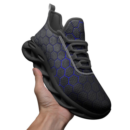 Hexagons Blue Glow Sports Shoes - Image 3