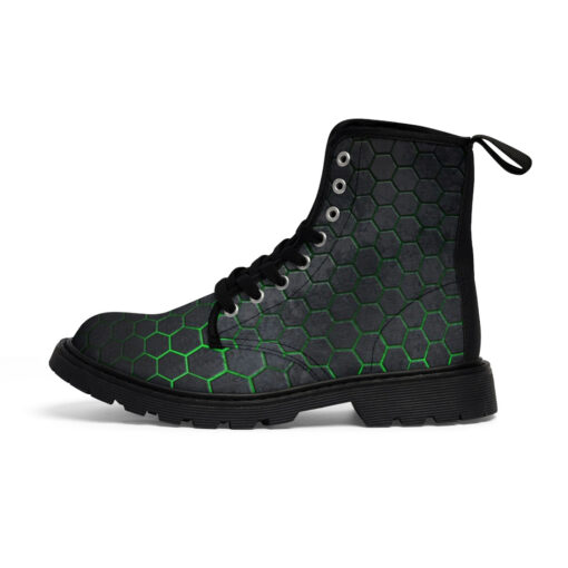 Hexagons Green Glow Canvas Boots - Image 2