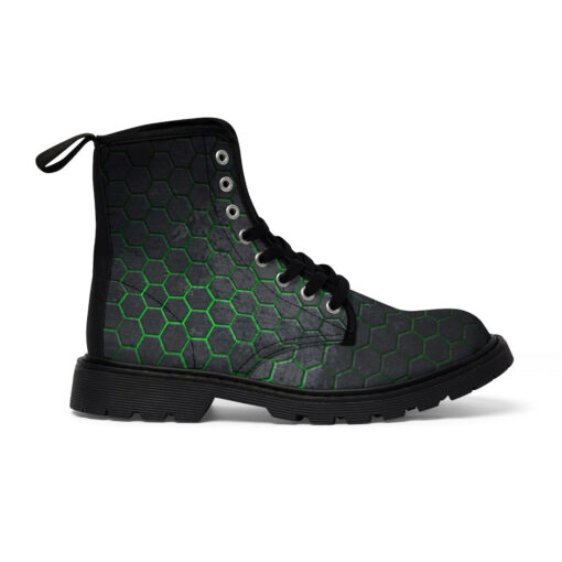 Hexagons Green Glow Canvas Boots - Image 3