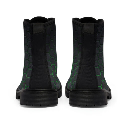 Hexagons Green Glow Canvas Boots - Image 5