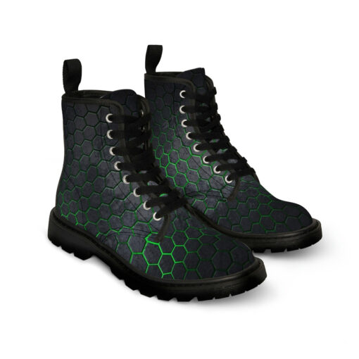 Hexagons Green Glow Canvas Boots