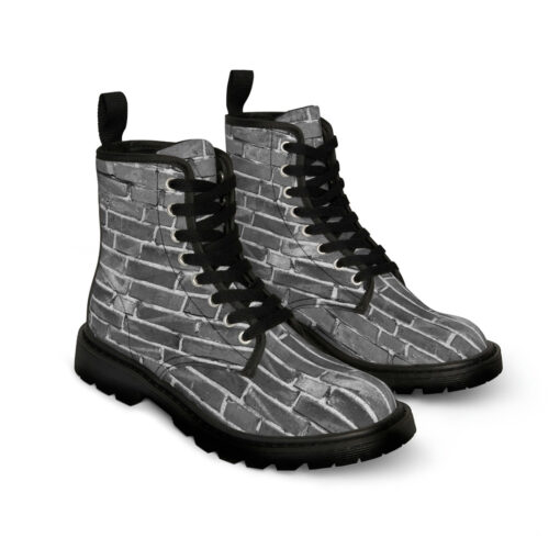 Gray Bricks Wall Canvas Boots