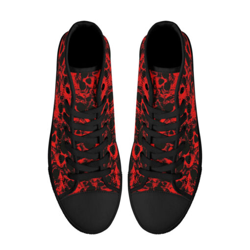 Red Skulls Grunge High-Top Canvas Shoes - Image 3