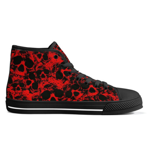 Red Skulls Grunge High-Top Canvas Shoes - Image 5