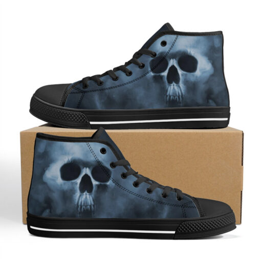 Smoke Cloud Scary Skull High-Top Canvas Shoes