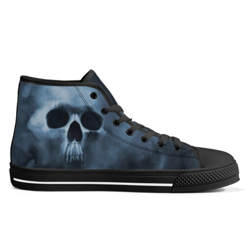 Smoke Cloud Scary Skull High-Top Canvas Shoes - Image 5