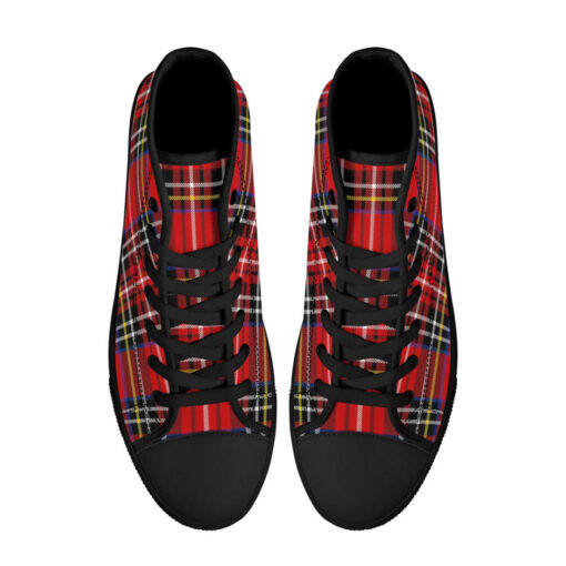 Classic Red Tartan High-Top Canvas Shoes - Image 3