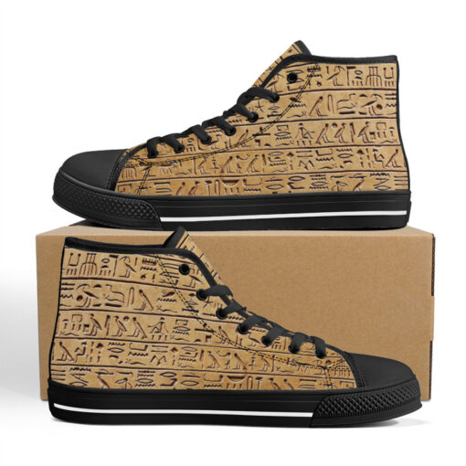 Egyptian Hieroglyphs Stone High-Top Canvas Shoes