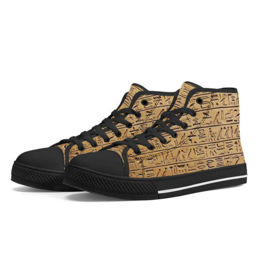 Egyptian Hieroglyphs Stone High-Top Canvas Shoes - Image 2