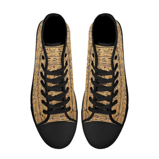 Egyptian Hieroglyphs Stone High-Top Canvas Shoes - Image 3