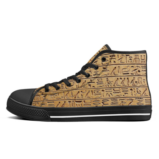 Egyptian Hieroglyphs Stone High-Top Canvas Shoes - Image 4