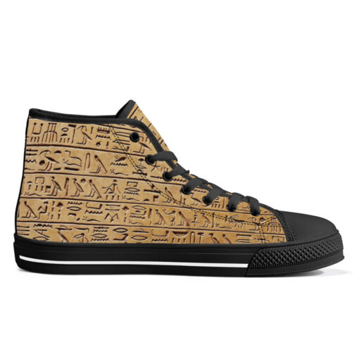 Egyptian Hieroglyphs Stone High-Top Canvas Shoes - Image 5