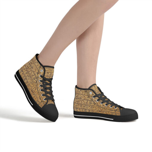 Egyptian Hieroglyphs Stone High-Top Canvas Shoes - Image 7