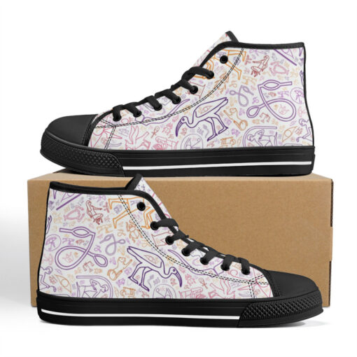 Colorful Egyptian Hieroglyphics High-Top Canvas Shoes