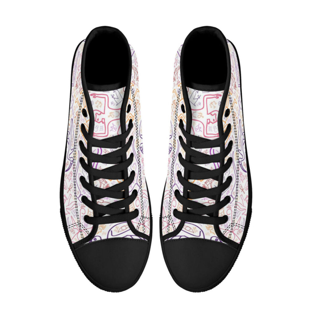 Colorful Egyptian Hieroglyphics High-Top Canvas Shoes – Quantum Boutique