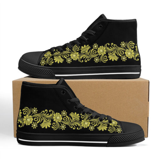 Floral Border High-Top Canvas Shoes