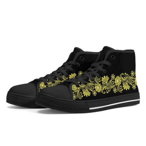 Floral Border High-Top Canvas Shoes - Image 2