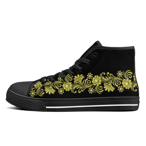 Floral Border High-Top Canvas Shoes - Image 4