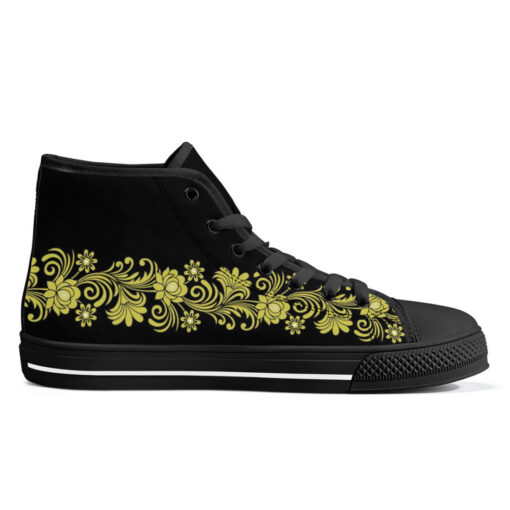 Floral Border High-Top Canvas Shoes - Image 5