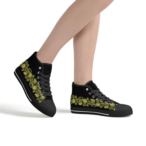 Floral Border High-Top Canvas Shoes - Image 7