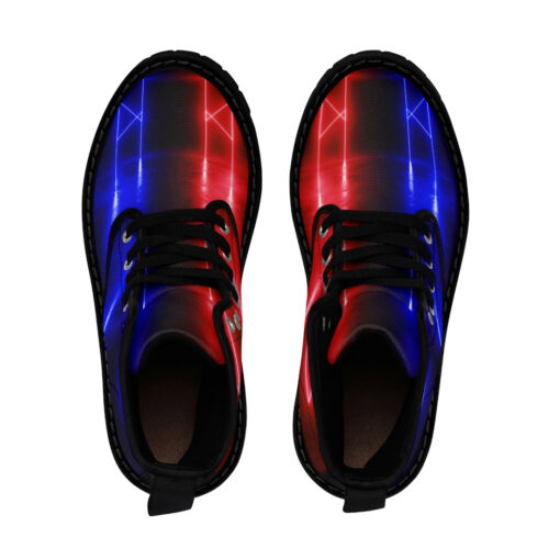 Red Blue Sci-Fi Neon Canvas Boots - Image 4