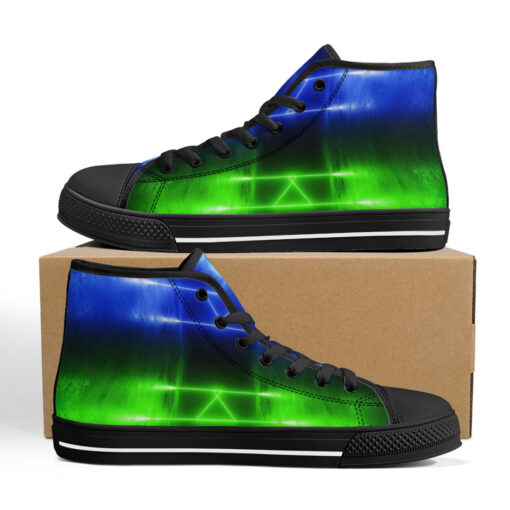 Blue Green Sci-Fi Neon Light High-Top Shoes