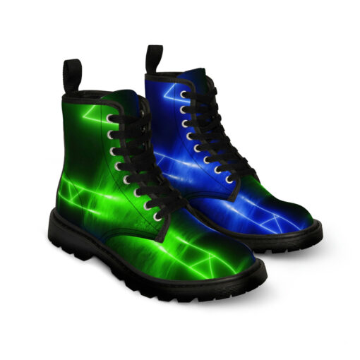 Blue Green Sci-Fi Neon Light Canvas Boots