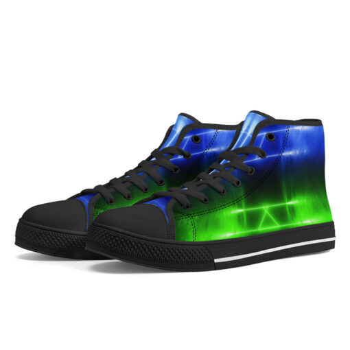 Blue Green Sci-Fi Neon Light High-Top Shoes - Image 2