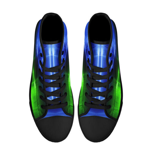 Blue Green Sci-Fi Neon Light High-Top Shoes - Image 3