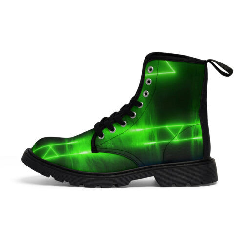 Blue Green Sci-Fi Neon Light Canvas Boots - Image 2