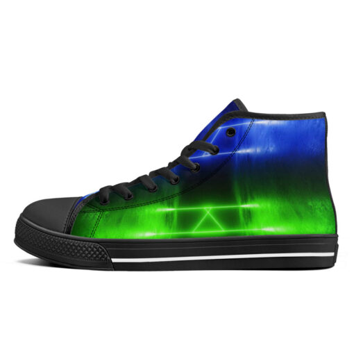 Blue Green Sci-Fi Neon Light High-Top Shoes - Image 4