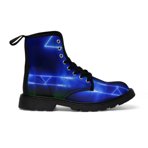 Blue Green Sci-Fi Neon Light Canvas Boots - Image 3