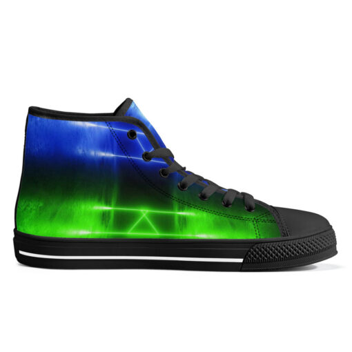 Blue Green Sci-Fi Neon Light High-Top Shoes - Image 5