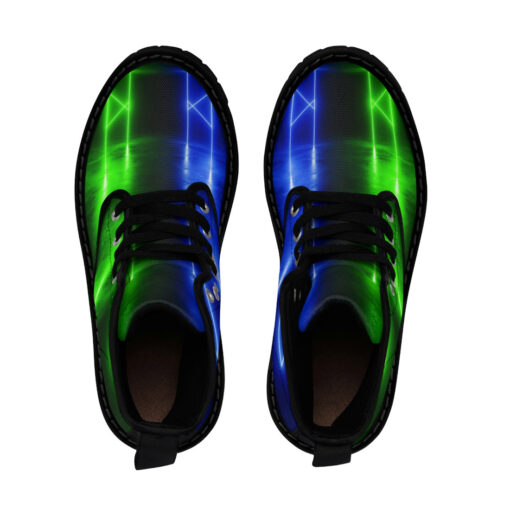 Blue Green Sci-Fi Neon Light Canvas Boots - Image 4