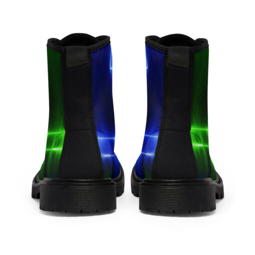 Blue Green Sci-Fi Neon Light Canvas Boots - Image 5