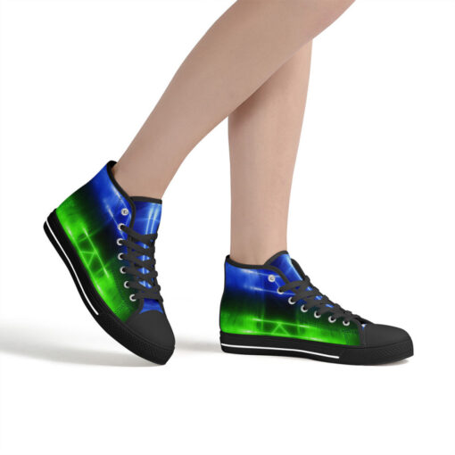 Blue Green Sci-Fi Neon Light High-Top Shoes - Image 7