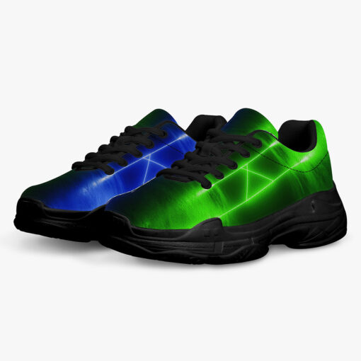 Blue Green Sci-Fi Neon Light Running Shoes - Image 2