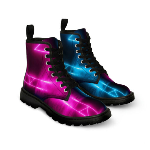 Sci-Fi Neon Pink Blue Canvas Boots