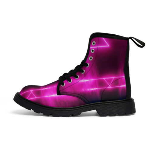 Sci-Fi Neon Pink Blue Canvas Boots - Image 2