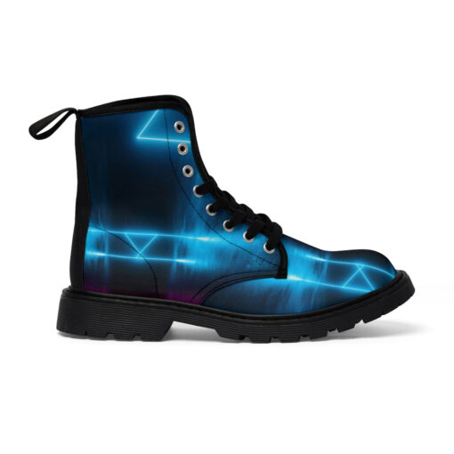 Sci-Fi Neon Pink Blue Canvas Boots - Image 3